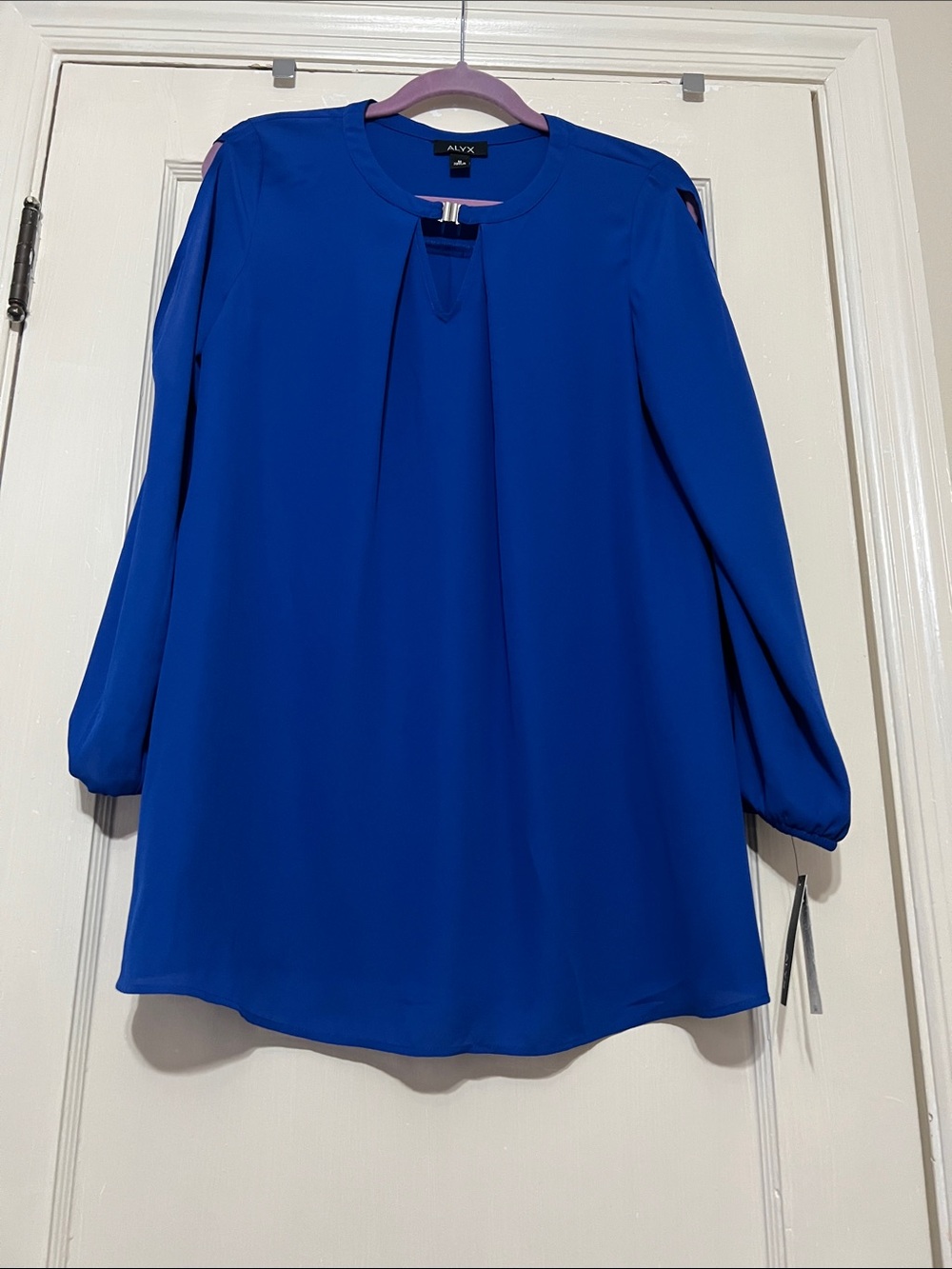 ALYX Electric Blue Long Sleeve Tunic Top with open sides on sleeve